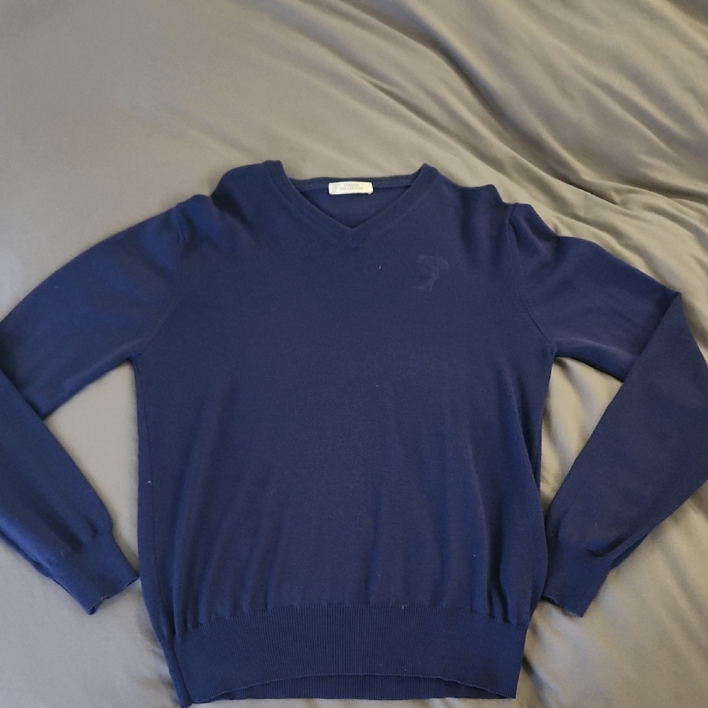 Versace Collection Navy V-Neck Sweater